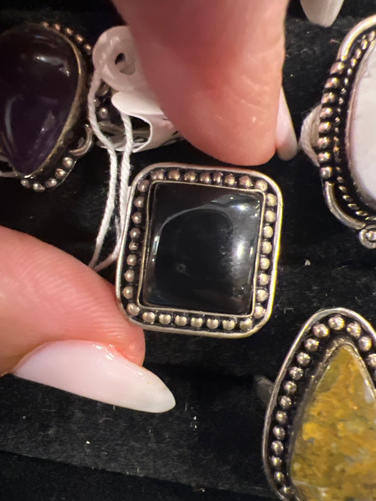 Natural Silver-Plated Statement Crystal Rings Collection “Chunky A”