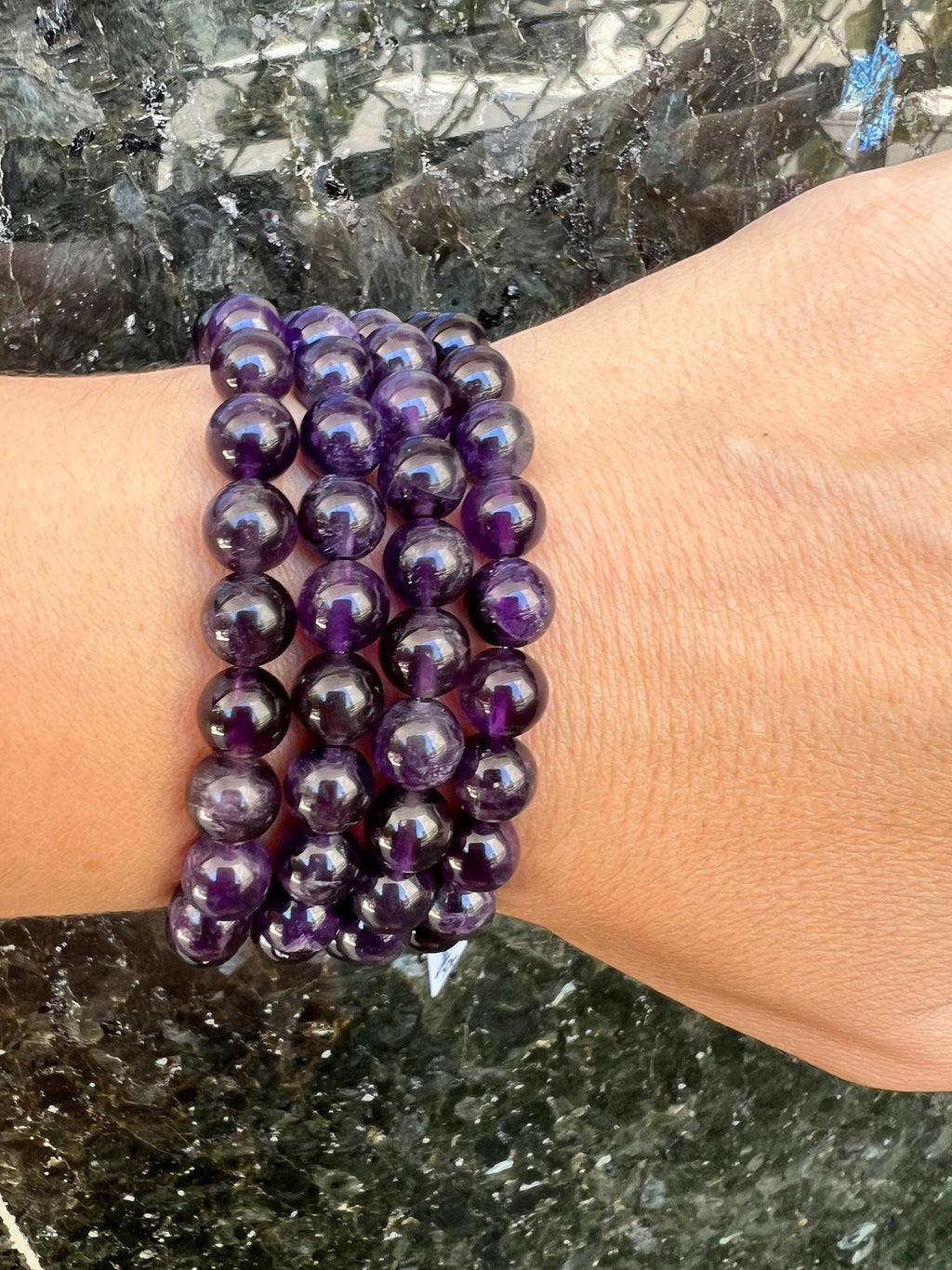 Natural Amethyst Peace, Protection & Intuition Bracelet – Genuine Elastic Bracelet