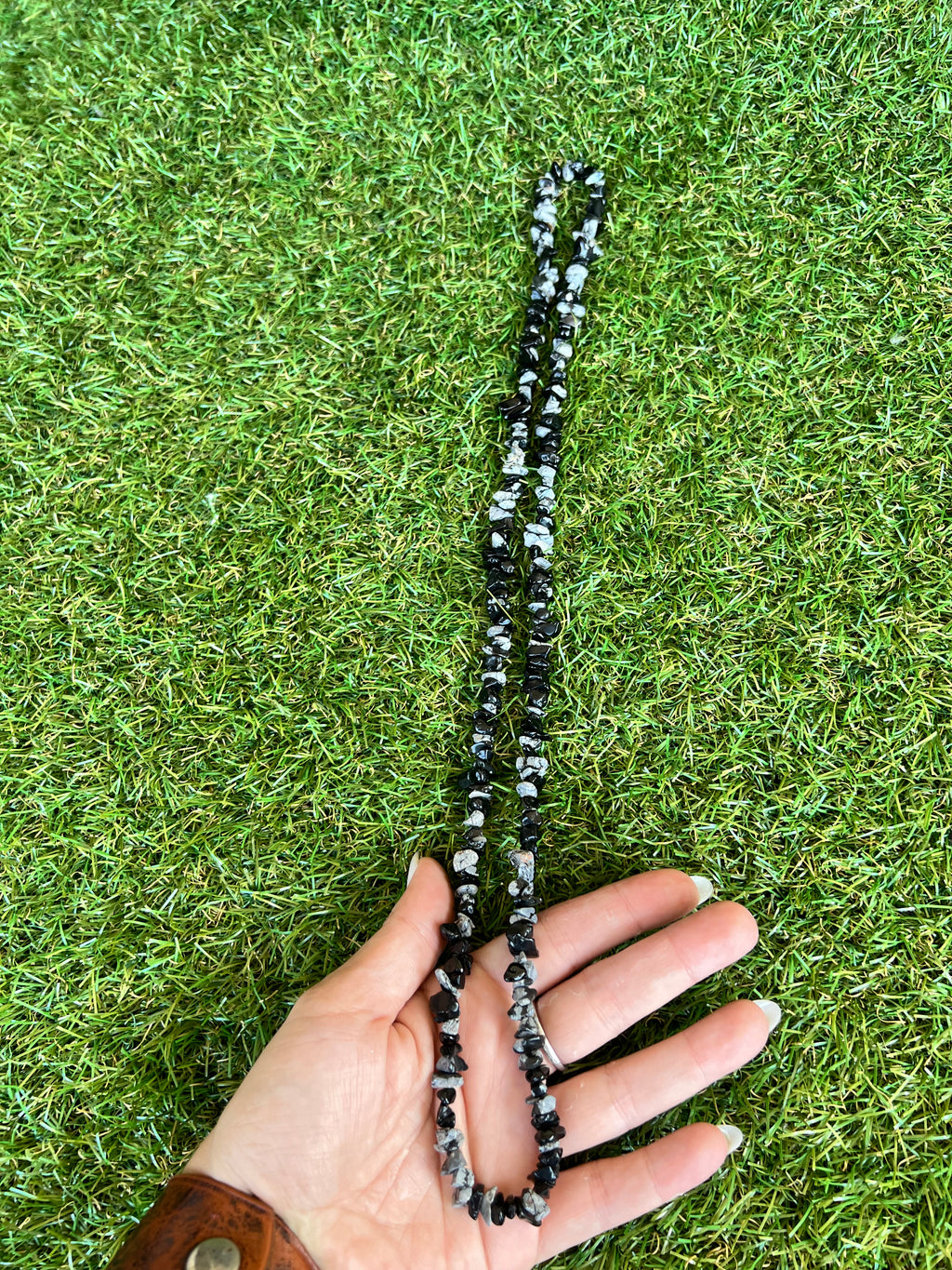 Natural Snowflake Obsidian Chip Necklace | Genuine Irregular Gemstone Chips | Protection, Balance & Grounding
