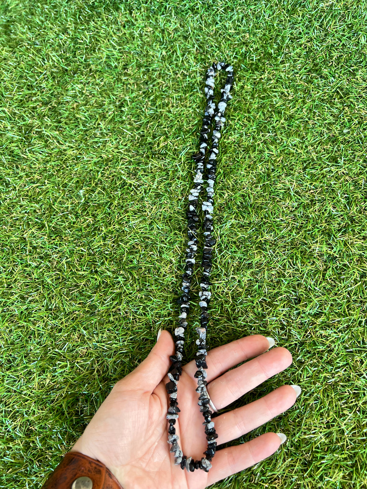 Natural Snowflake Obsidian Chip Necklace | Genuine Irregular Gemstone Chips | Protection, Balance & Grounding