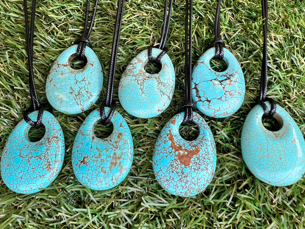 Natural Afghan Turquoise Pendant Necklace – Adjustable Cord