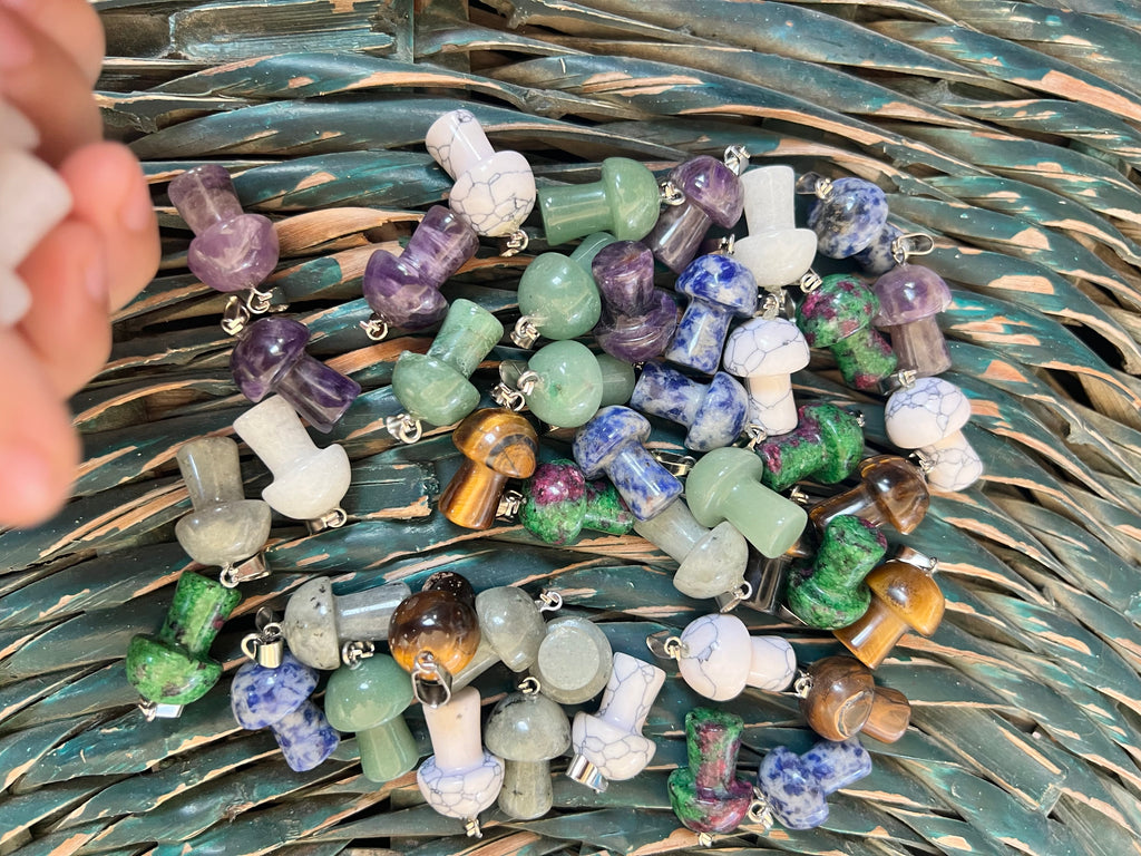 Natural Crystal Mushroom Necklace