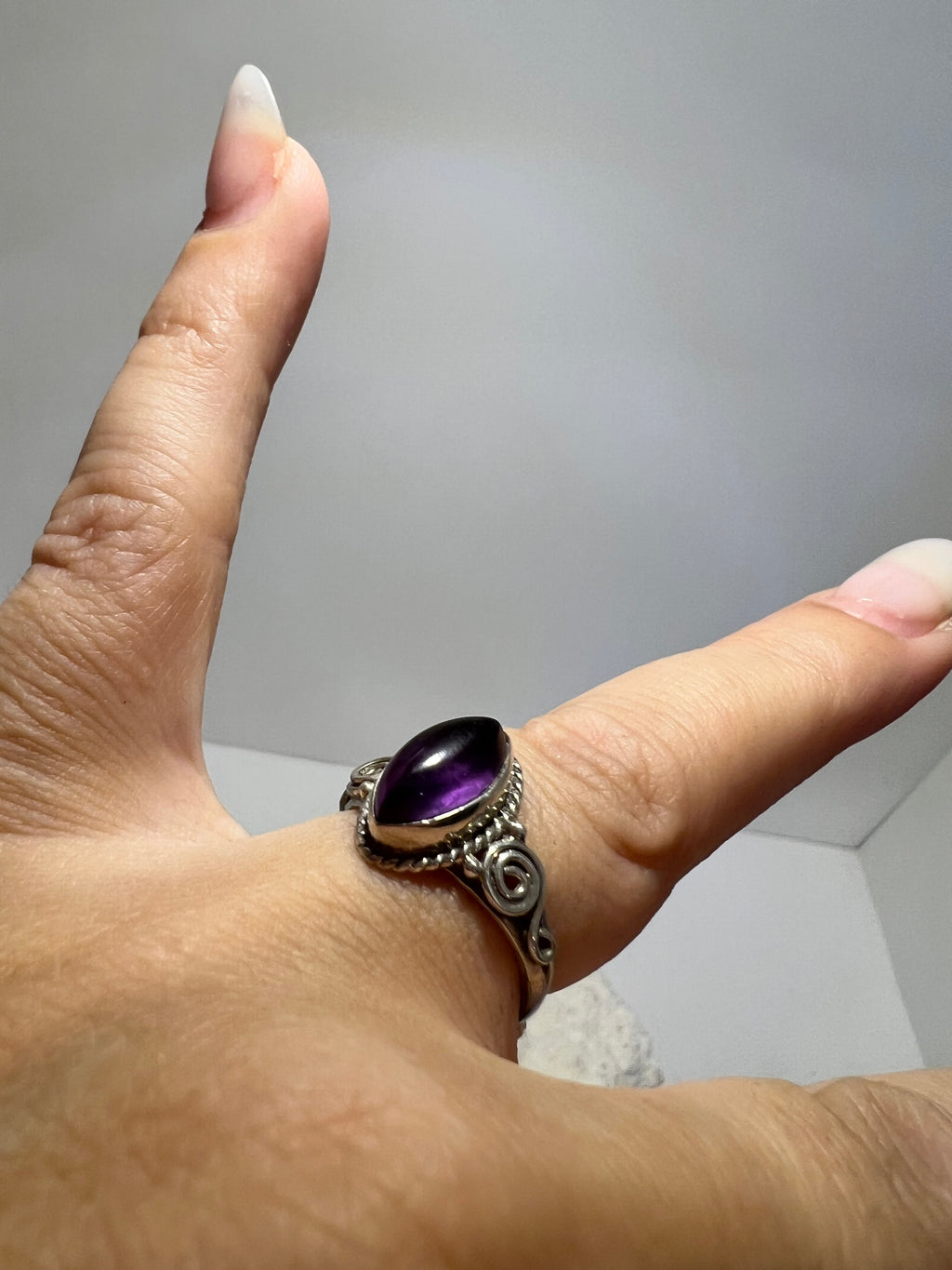 Genuine Natural Amethyst Ring in 925 Italian Sterling Silver