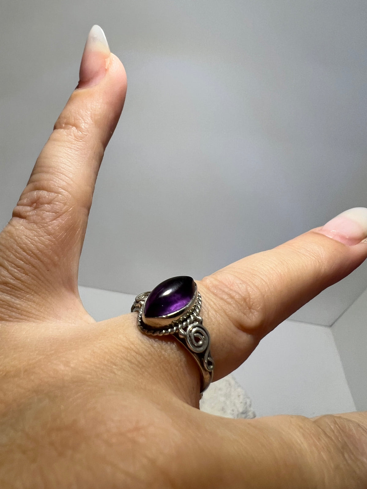 Genuine Natural Amethyst Ring in 925 Italian Sterling Silver