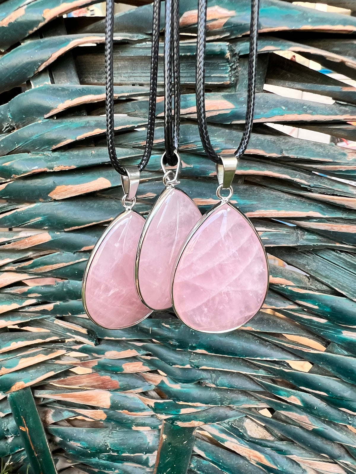 Rose Quartz Silver-Plated Teardrop Necklace – Love, Compassion & Emotional Healing