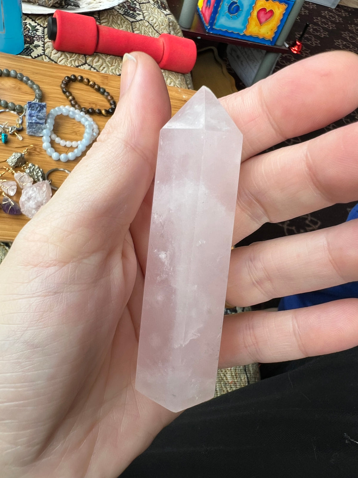 Natural Faceted Crystal Point Tower | Rose Quartz & Lapis Lazuli