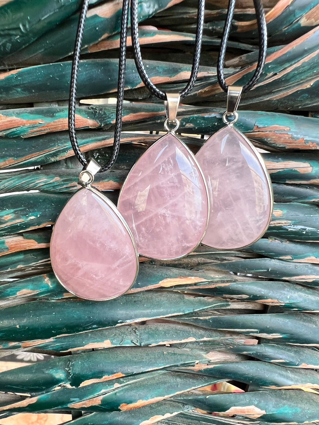 Rose Quartz Silver-Plated Teardrop Necklace – Love, Compassion & Emotional Healing