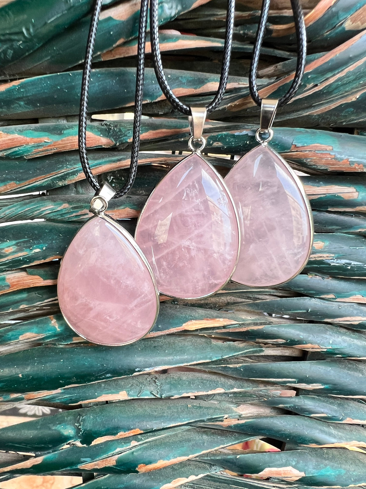 Rose Quartz Silver-Plated Teardrop Necklace – Love, Compassion & Emotional Healing