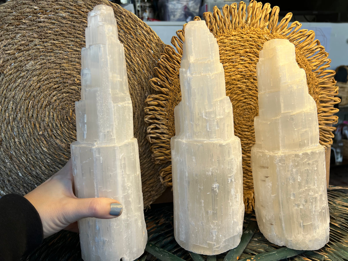 Natural Selenite Tower Lamp – Cleansing & Peace ~ 3 KG