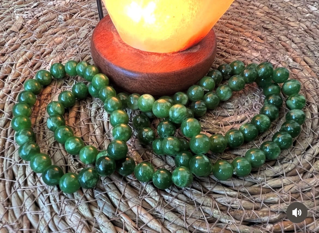 Natural Nephrite Jade Prosperity & Good Fortune Bracelet – 8mm Genuine Elastic Beaded Bracelet