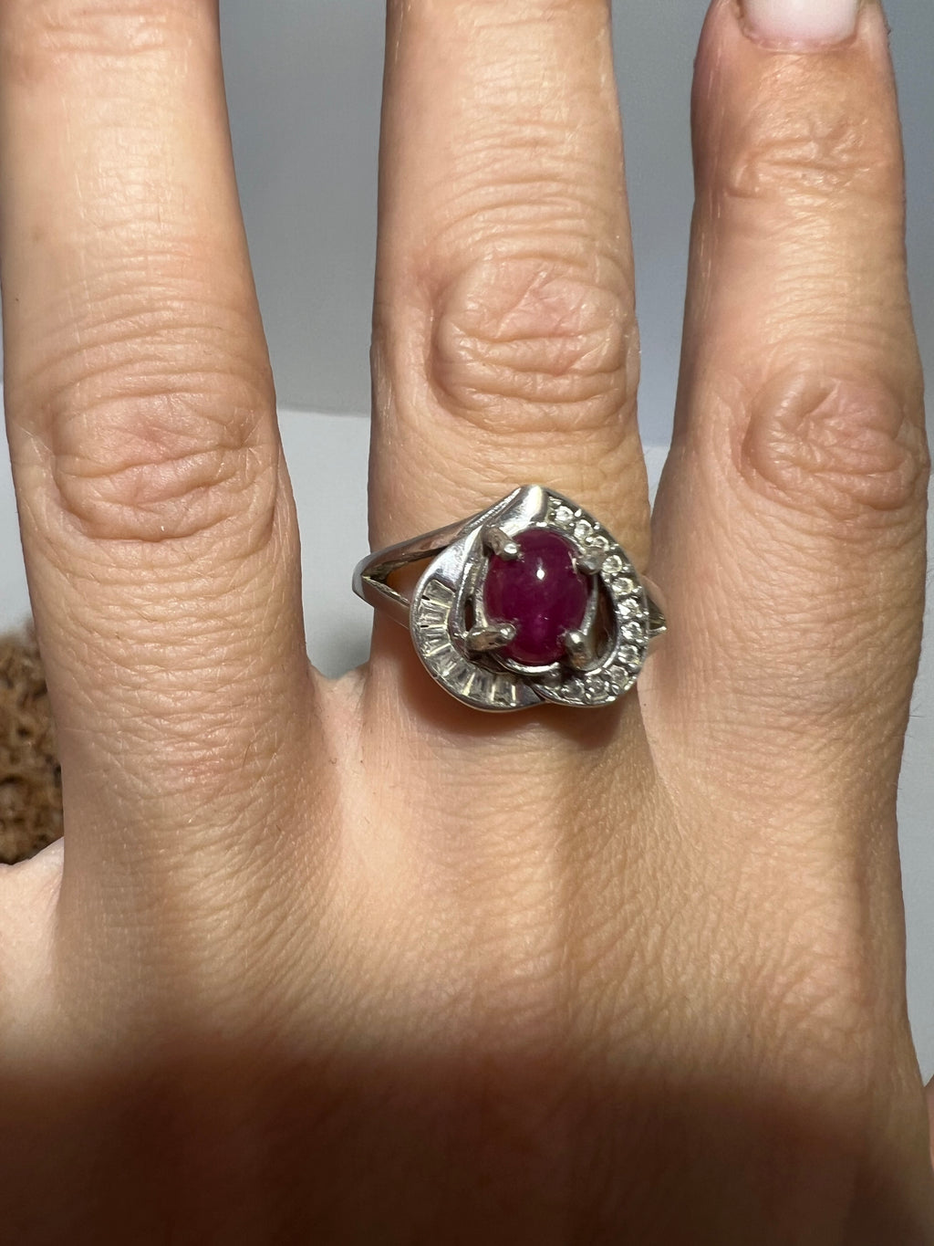 Natural Indian Ruby Ring in 925 Italian Sterling Silver | Genuine Ruby with Zircon Accents