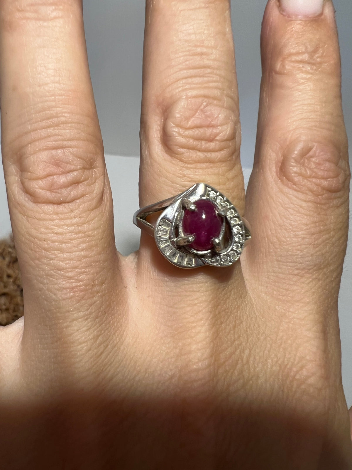 Natural Indian Ruby Ring in 925 Italian Sterling Silver | Genuine Ruby with Zircon Accents