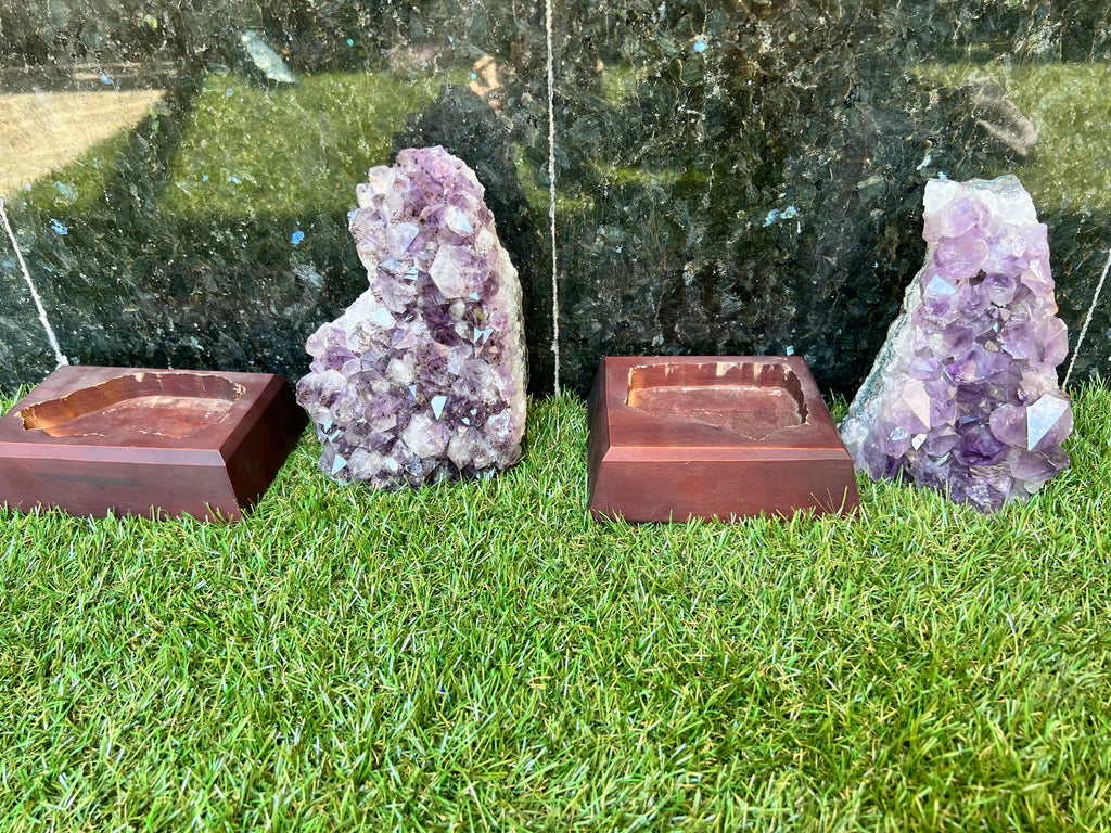 Natural Amethyst Cut Base Clusters with Optional Wooden Base 1.5+ Kg