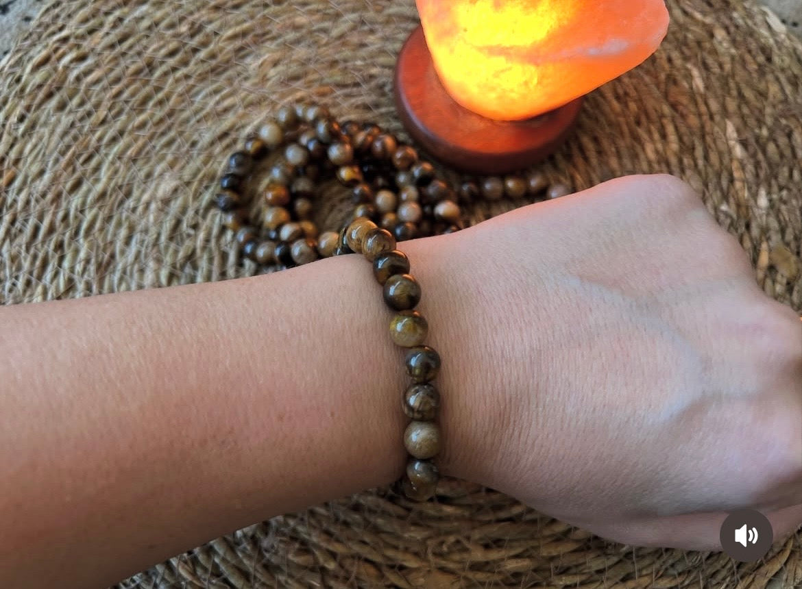 Natural Tiger’s Eye 8mm Beaded Bracelet | Protection, Power, Confidence & Prosperity Crystal Bracelet