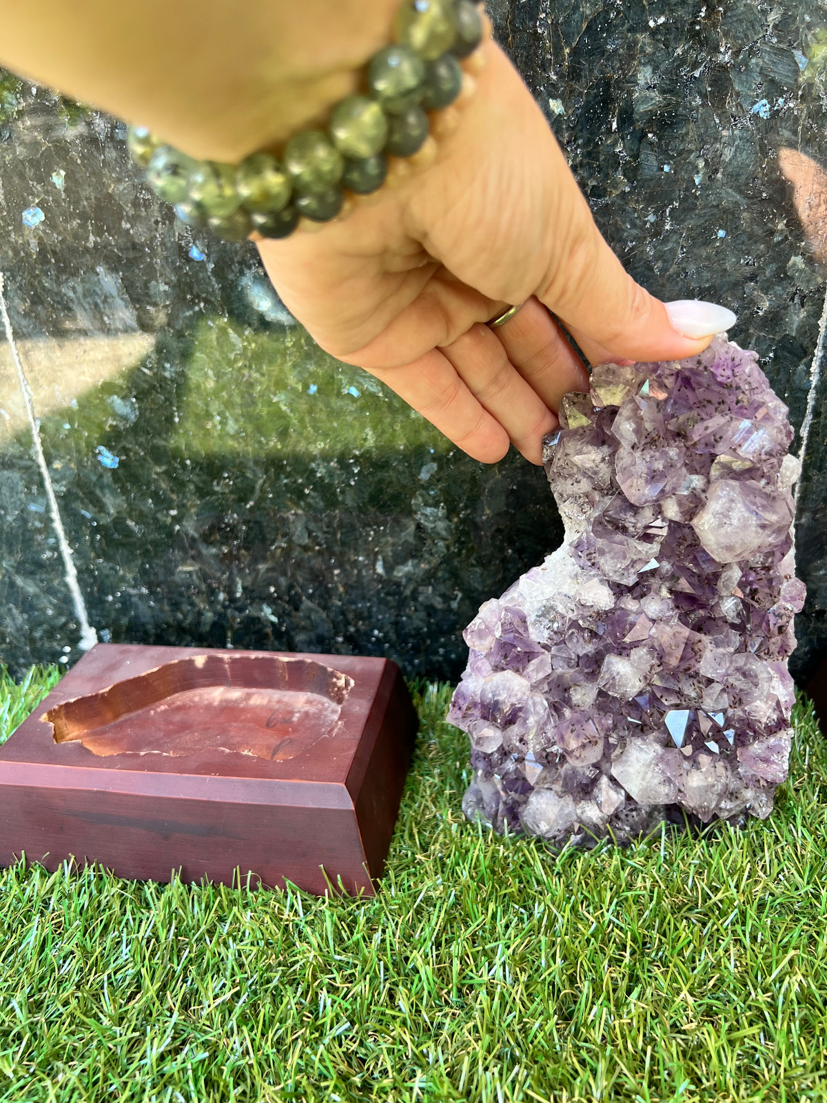Natural Amethyst Cut Base Clusters with Optional Wooden Base 1.5+ Kg