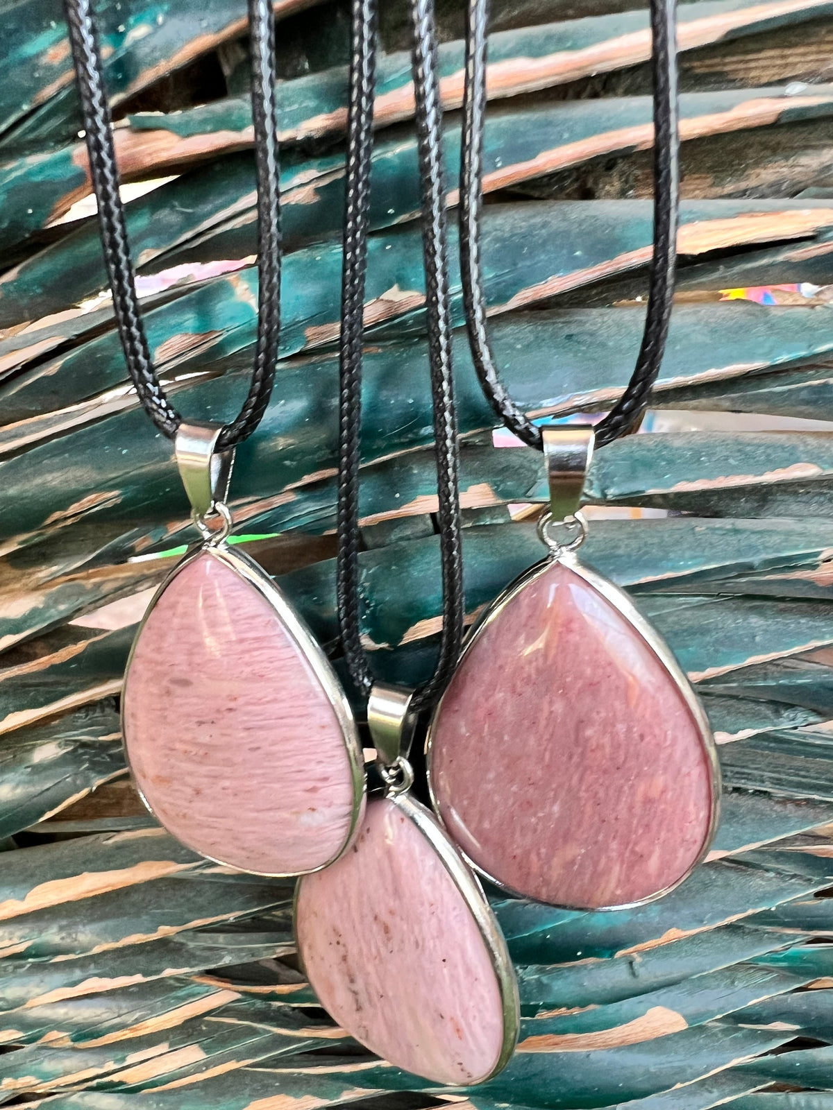 Rhodonite Teardrop Silver Plated Necklace – Compassion, Emotional Healing & Balance