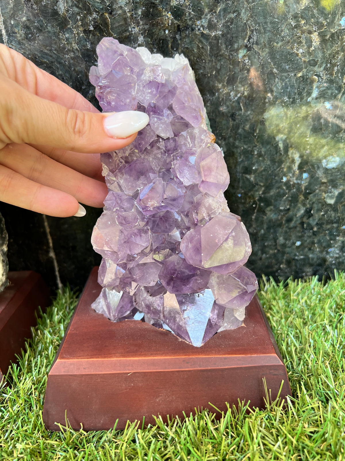 Natural Amethyst Cut Base Clusters with Optional Wooden Base 1.5+ Kg