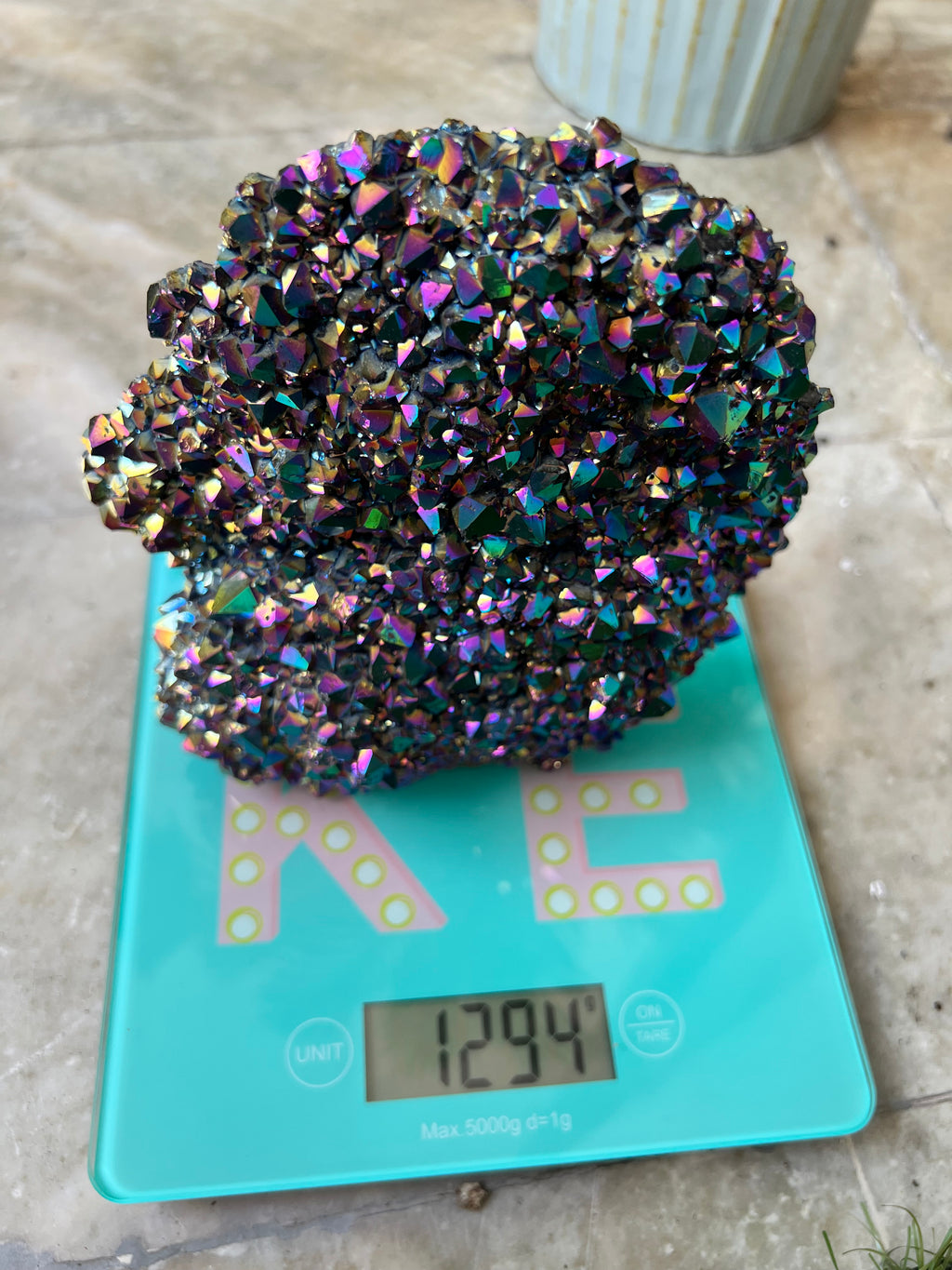 Natural Rainbow Aura Quartz Cluster – 1,294 g