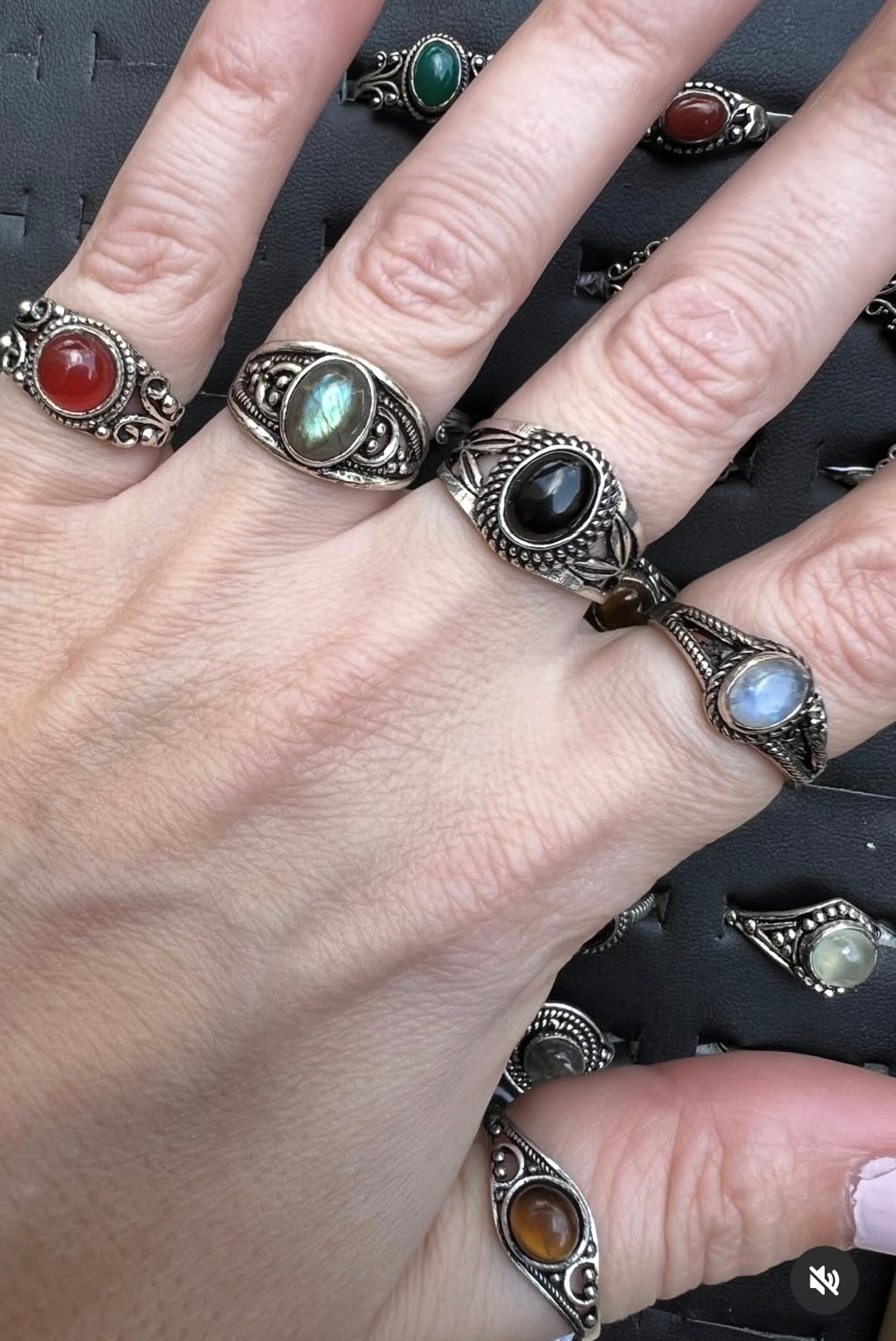Natural Silver-Plated Crystal Rings Collection “Delicate A”