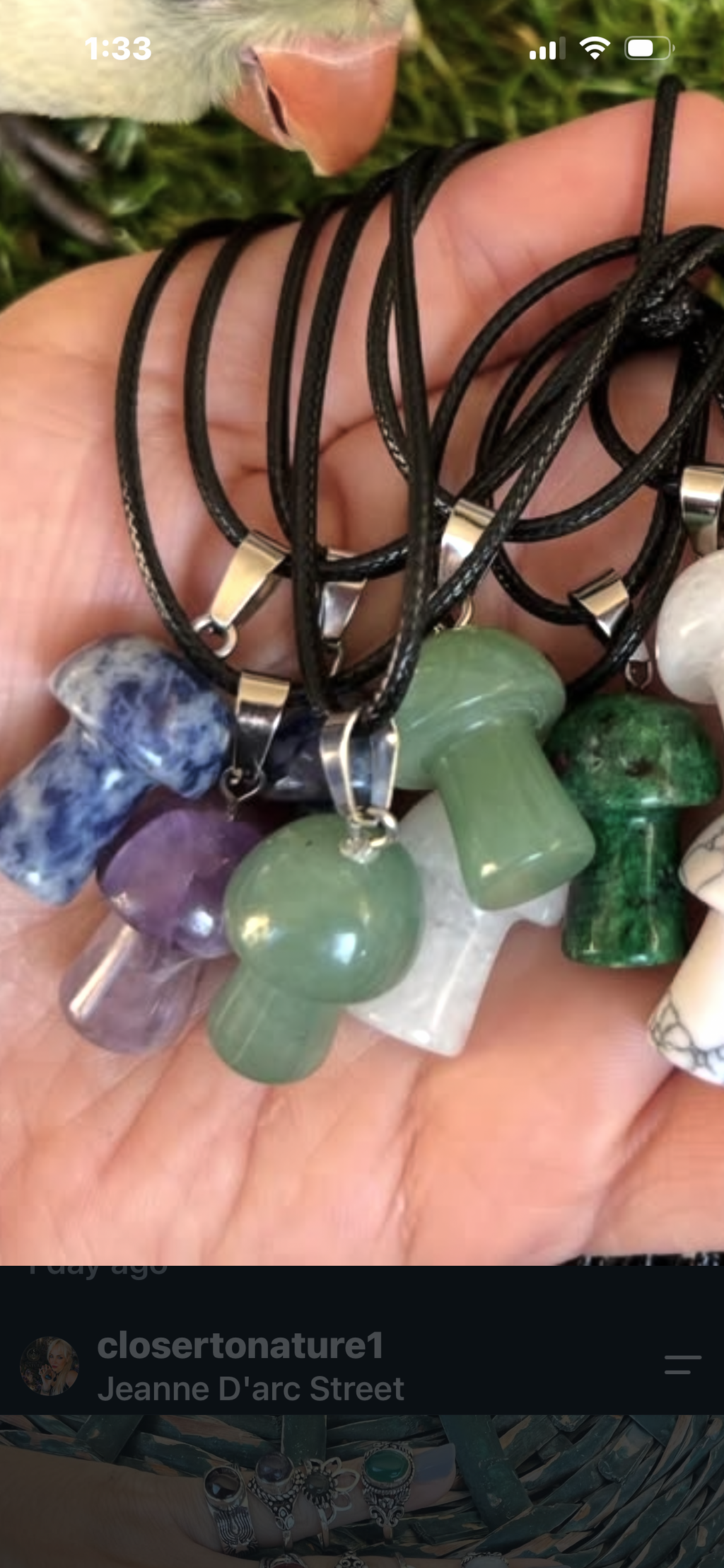 Natural Crystal Mushroom Necklace