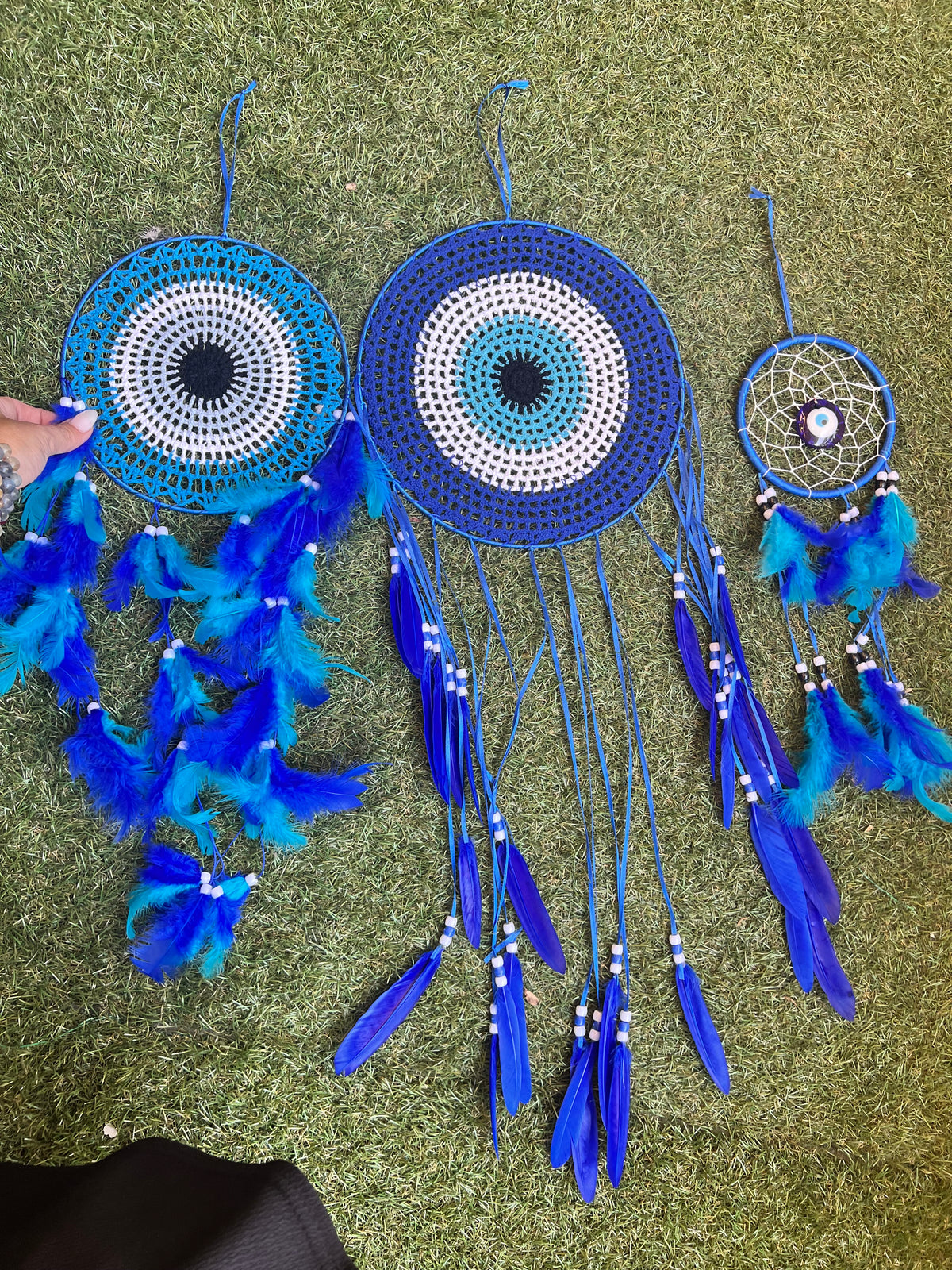 Blue Evil Eye Dream Catcher – Protection, Peace & Positive Energy | Feather Wall Hanging