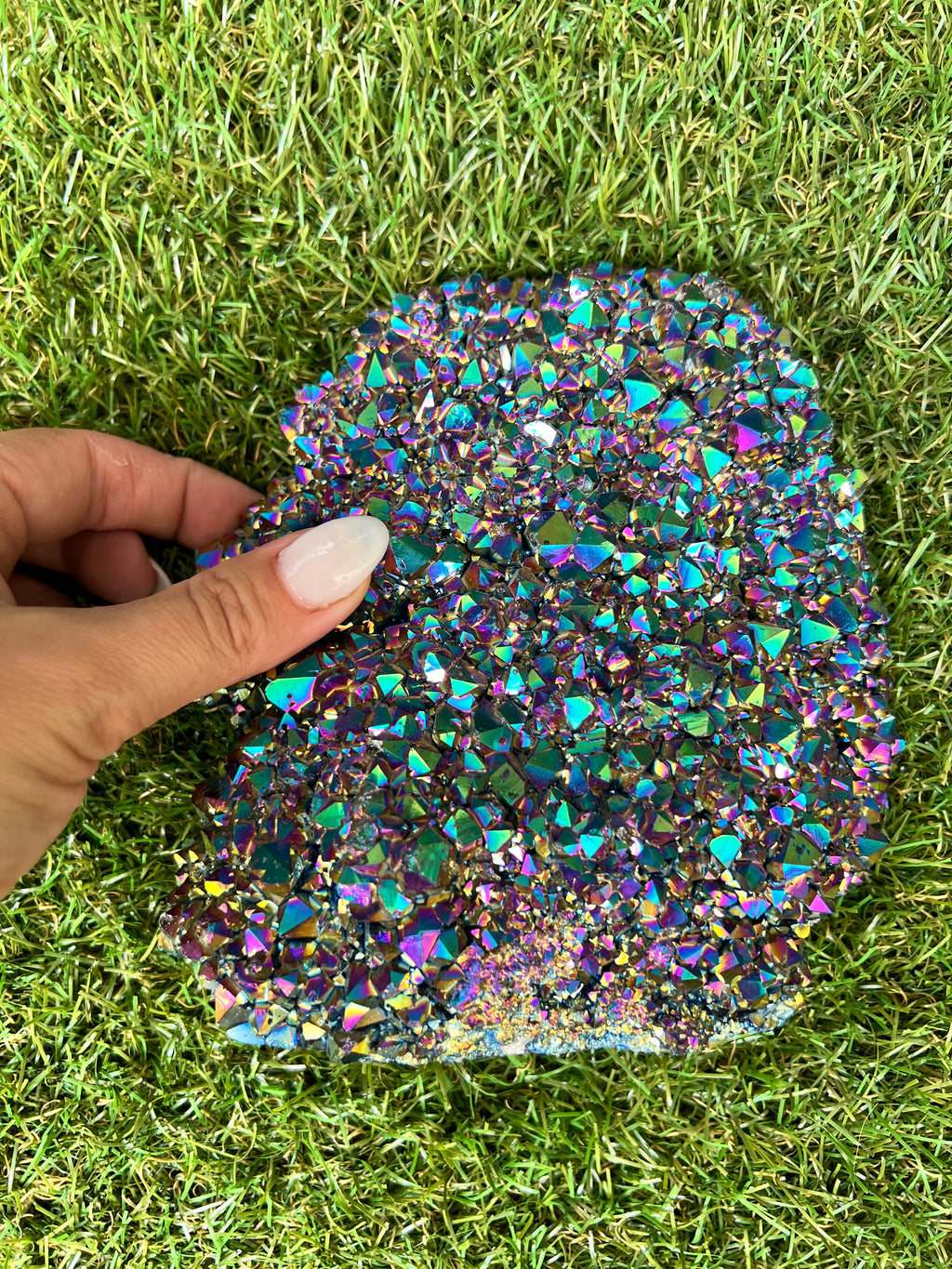 Natural Rainbow Aura Quartz Cluster – 1,294 g