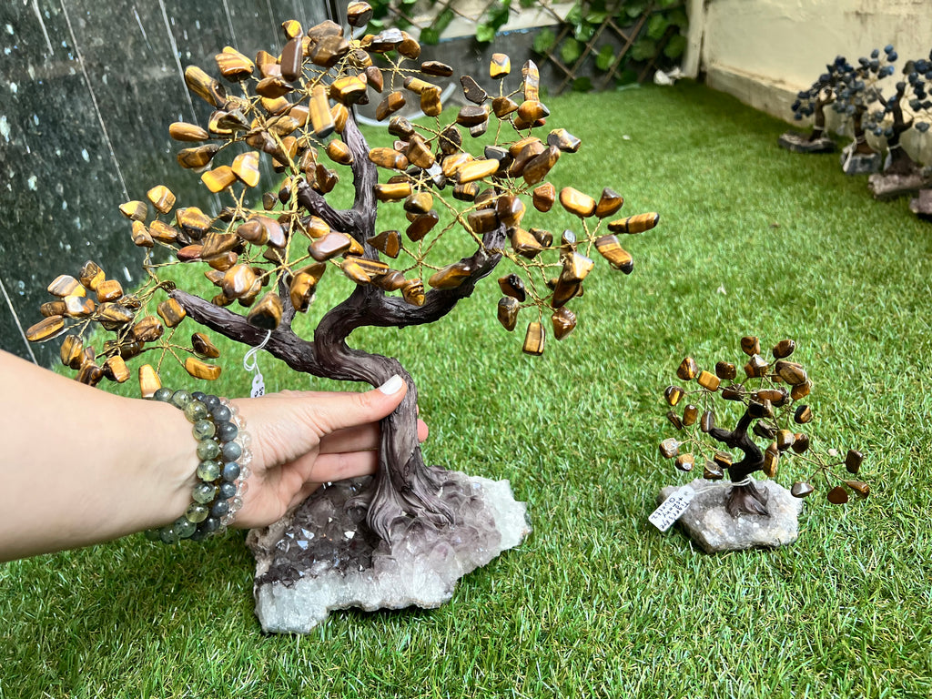 Tiger’s Eye Crystal Tree on Smoky Quartz Cluster Base - Abundance Power & Protection