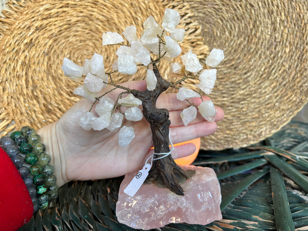 Natural Rose Quartz Crystal Tree on Rose Quartz Base