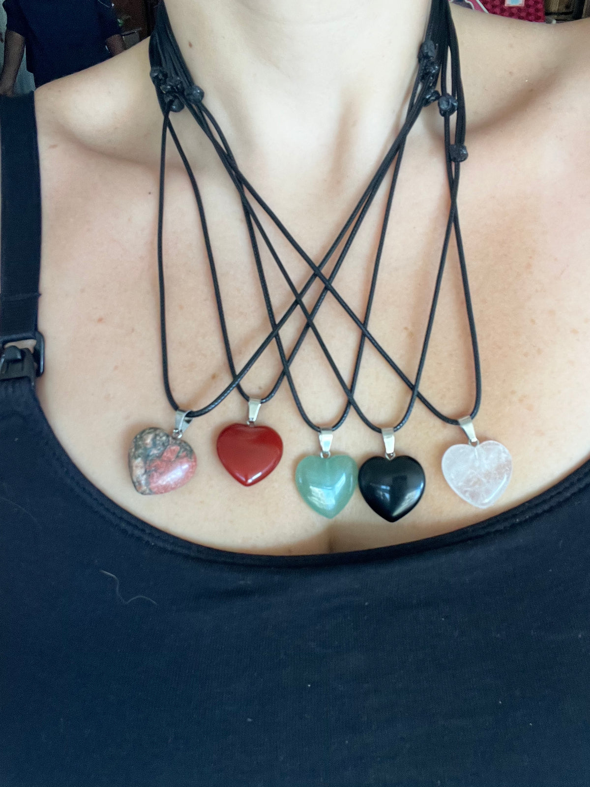 Natural Crystal Heart Necklace – Choose Your Stone (Adjustable Cord)
