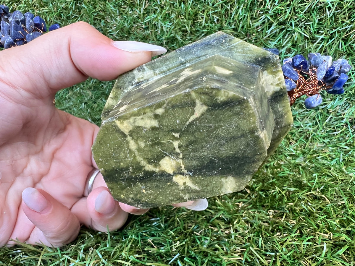Natural Sodalite Bonsai Tree | Genuine Gemstone Tree in a Hand-Carved Natural Green Stone Pot | Wisdom & Communication