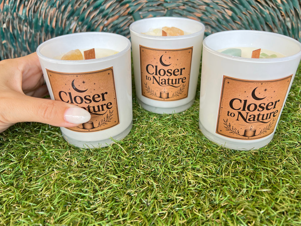 Handmade Natural Soy Crystal Candle with Wooden Wick | Genuine Crystal Scented Candle