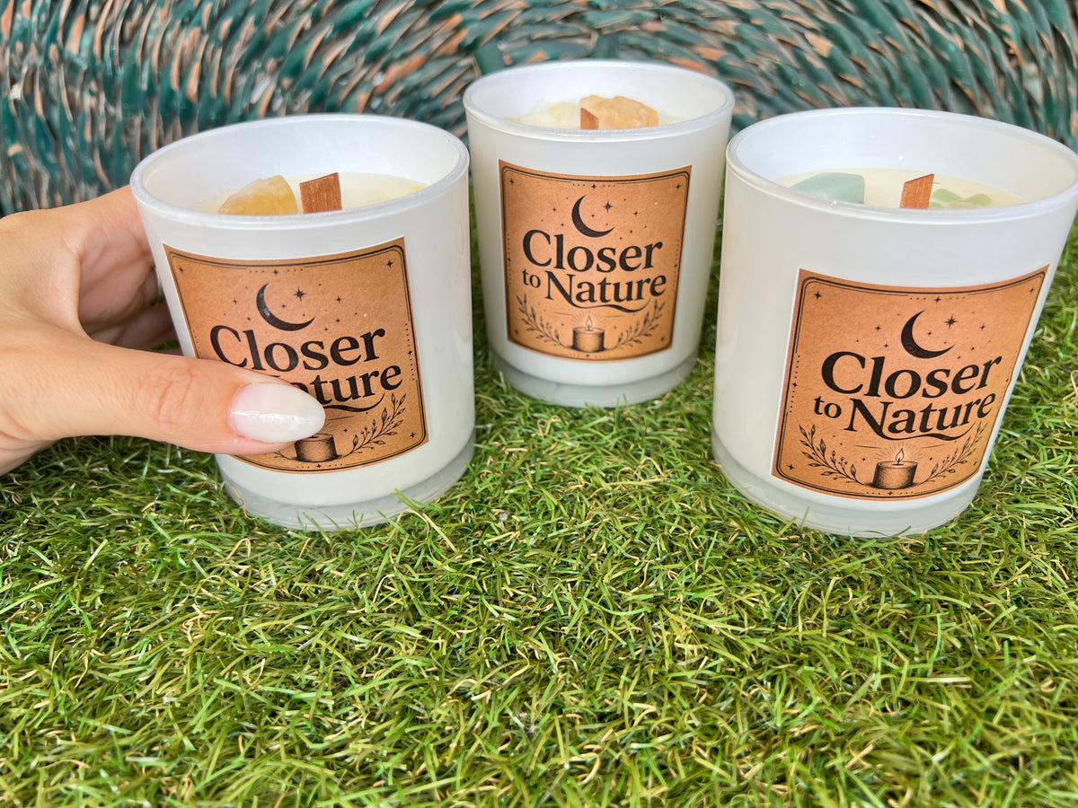 Handmade Natural Soy Crystal Candle with Wooden Wick | Genuine Crystal Scented Candle