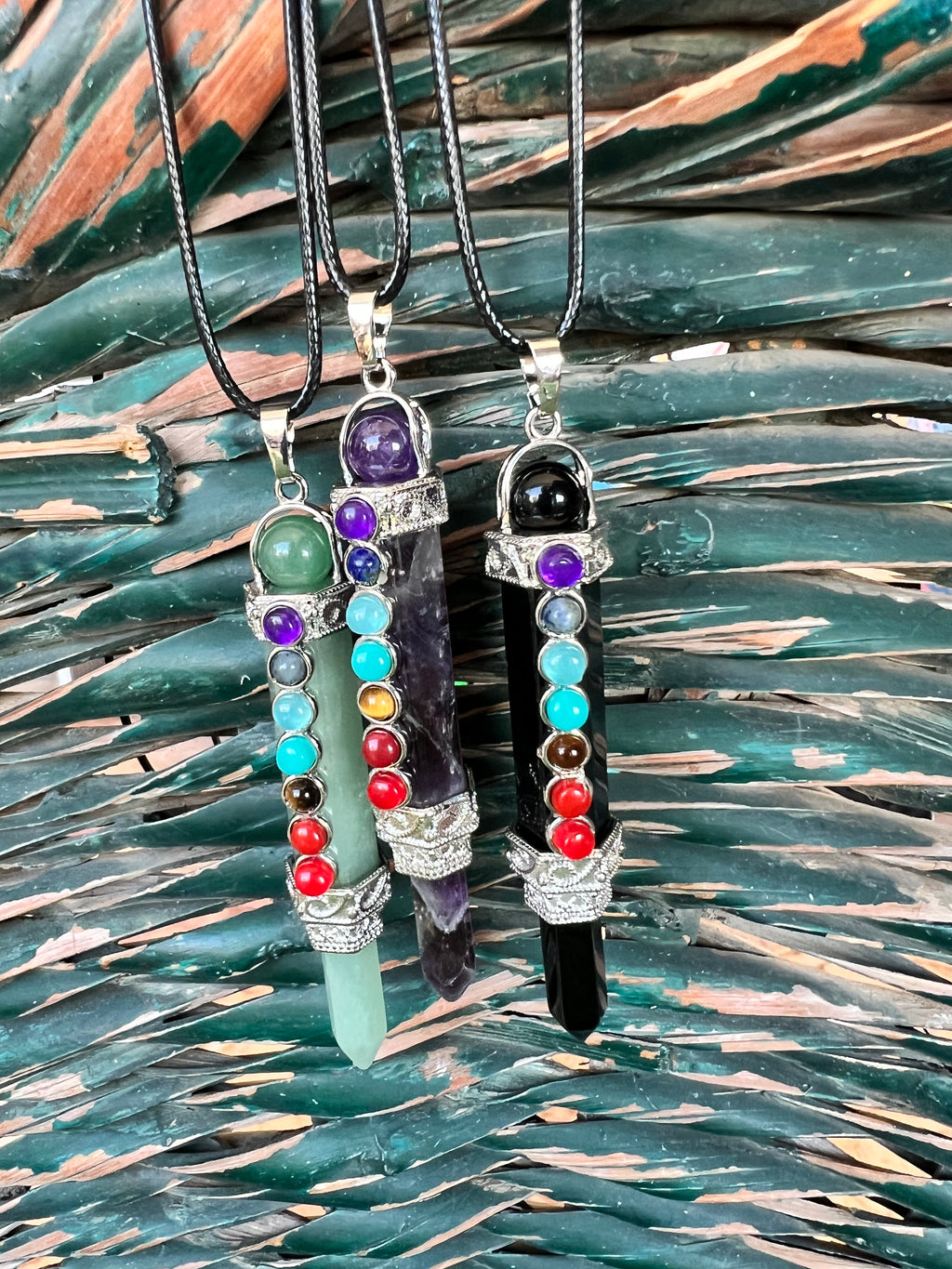 Natural 7 Chakra Gemstone Pendant Necklace – 8 cm