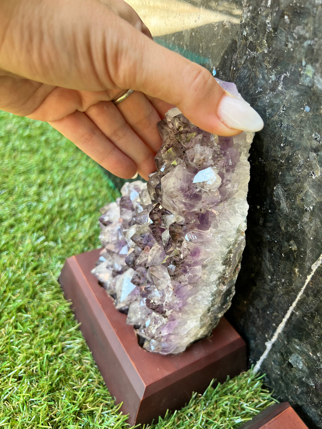 Natural Amethyst Cut Base Clusters with Optional Wooden Base 1.5+ Kg