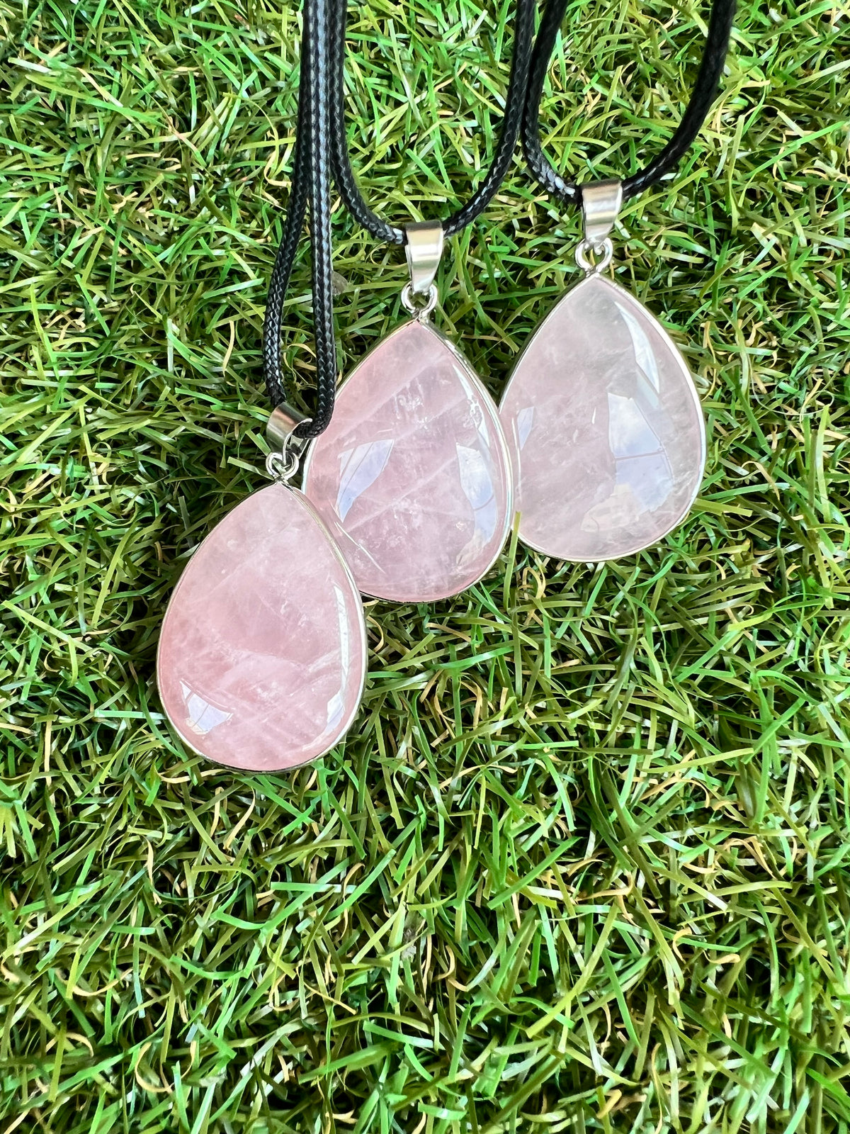 Rose Quartz Silver-Plated Teardrop Necklace – Love, Compassion & Emotional Healing