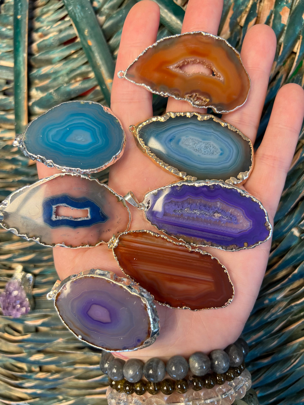 Natural Agate Slice Necklace – Choose Your Color (Adjustable Cord)
