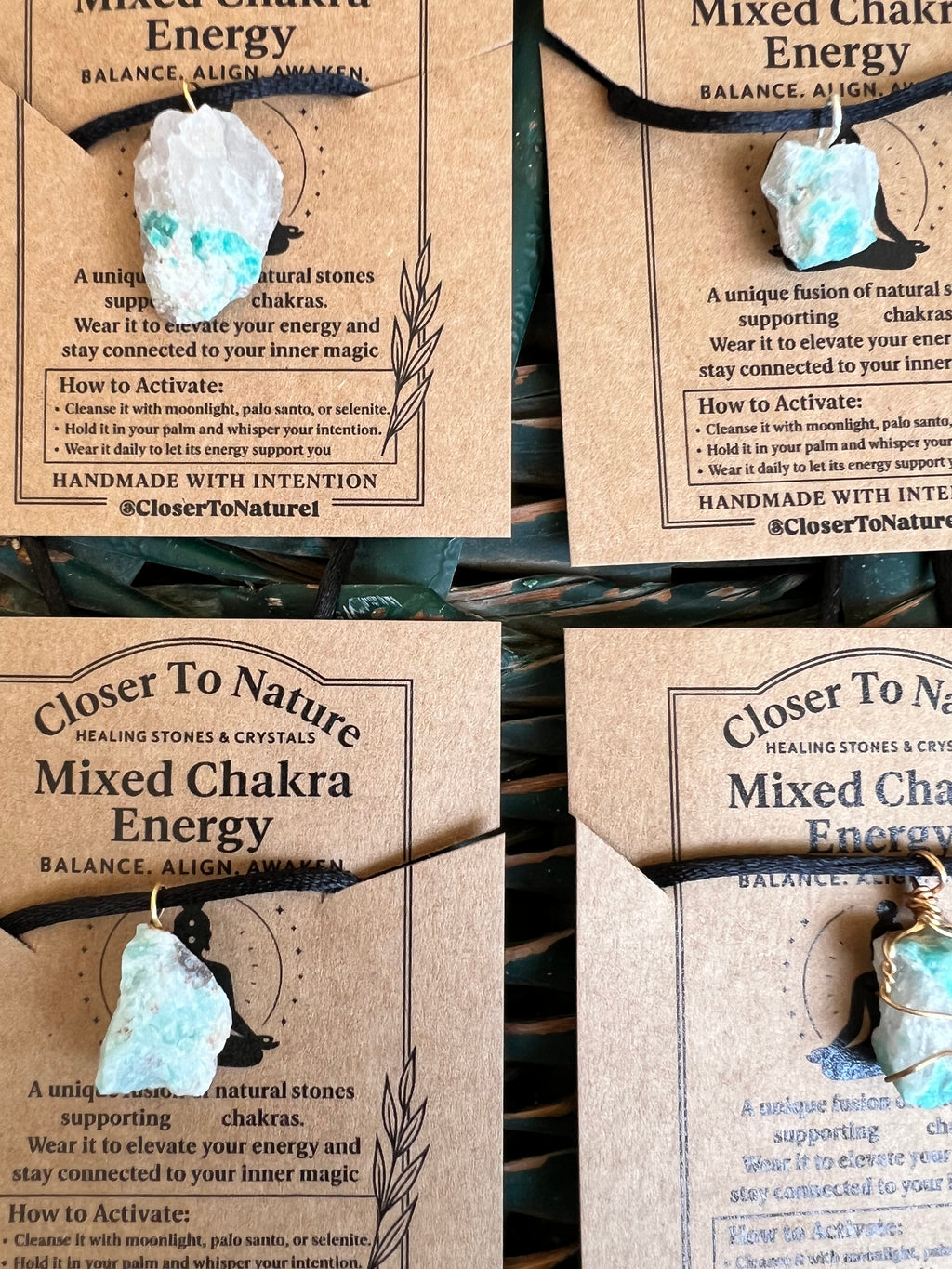 Natural Raw Amazonite Pendant Necklace – Adjustable Cord