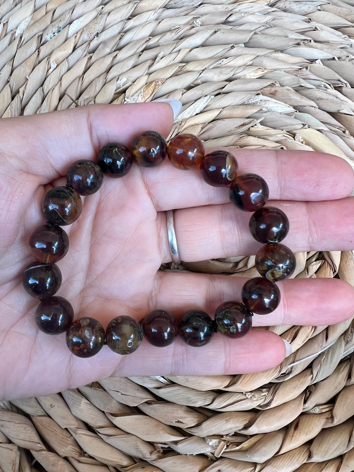 Natural Amber Bracelet – Warmth, Vitality & Positive Energy | 12 mm Elastic Beads