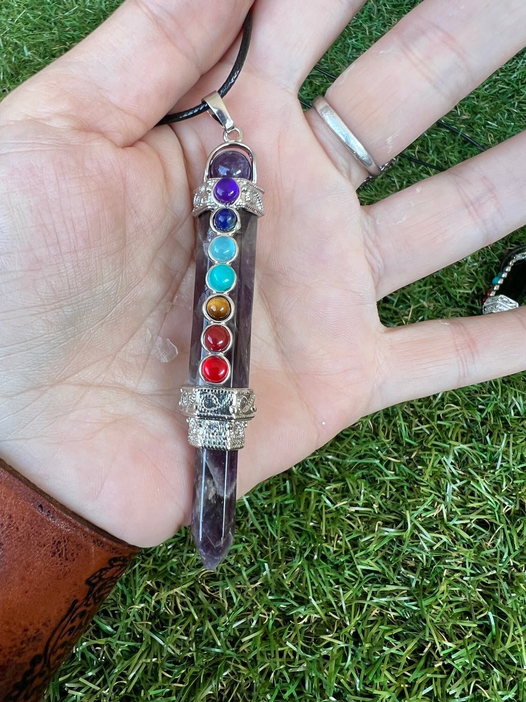 Natural 7 Chakra Gemstone Pendant Necklace – 8 cm