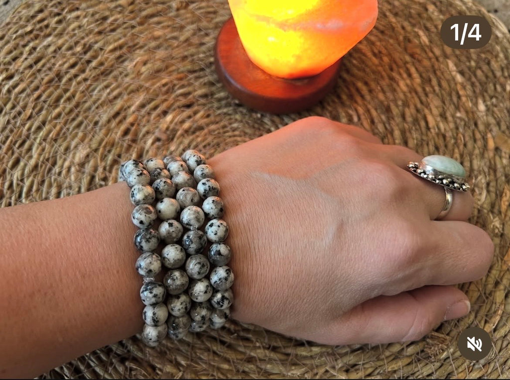 Natural Tourmalinated Moonstone Intuition & Protection Bracelet – 8mm Genuine Elastic Beaded Bracelet