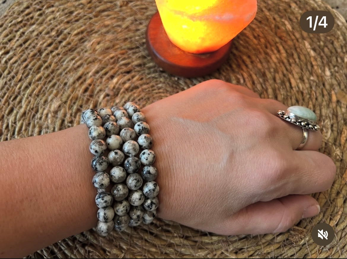 Natural Tourmalinated Moonstone Intuition & Protection Bracelet – 8mm Genuine Elastic Beaded Bracelet