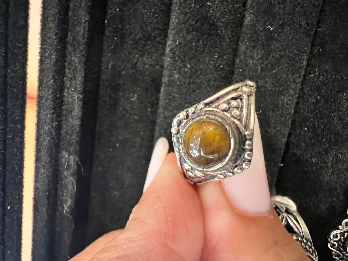 Natural Silver-Plated Crystal Rings Collection “Delicate A”