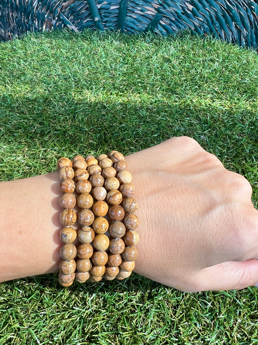 Natural Picture Jasper Bracelet | 8mm Genuine Gemstone Beads | Grounding, Stability & Creativity
