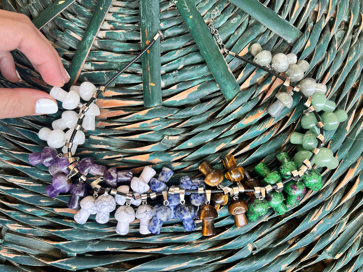 Natural Crystal Mushroom Necklace