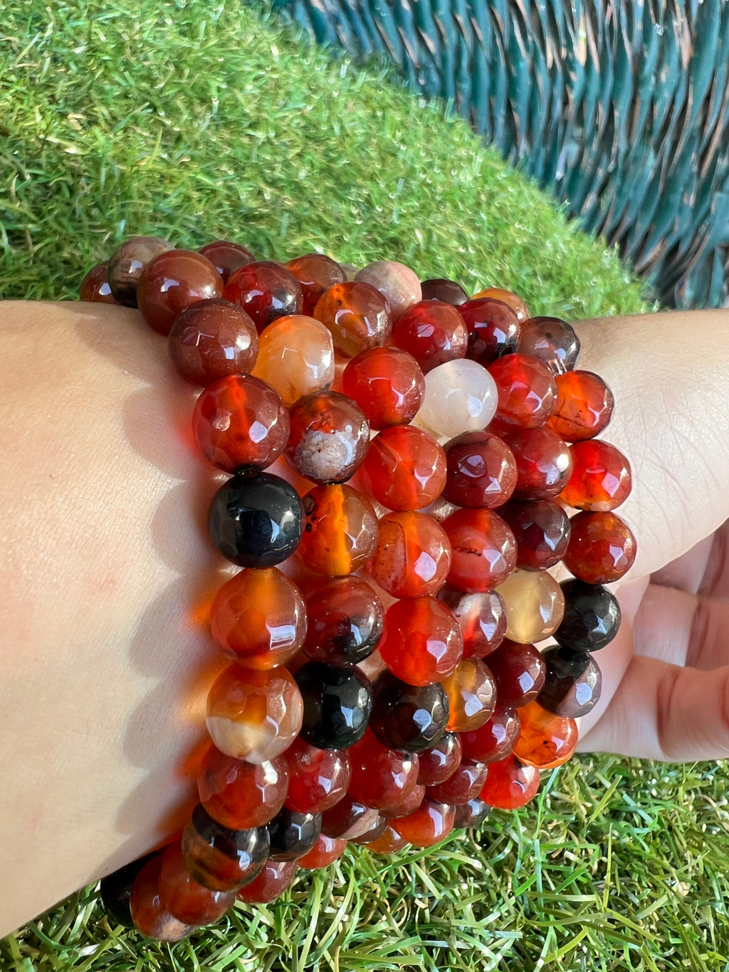 Natural Faceted Carnelian Bracelet | 8mm Genuine Gemstone Beads | Motivation, Confidence & Vitality