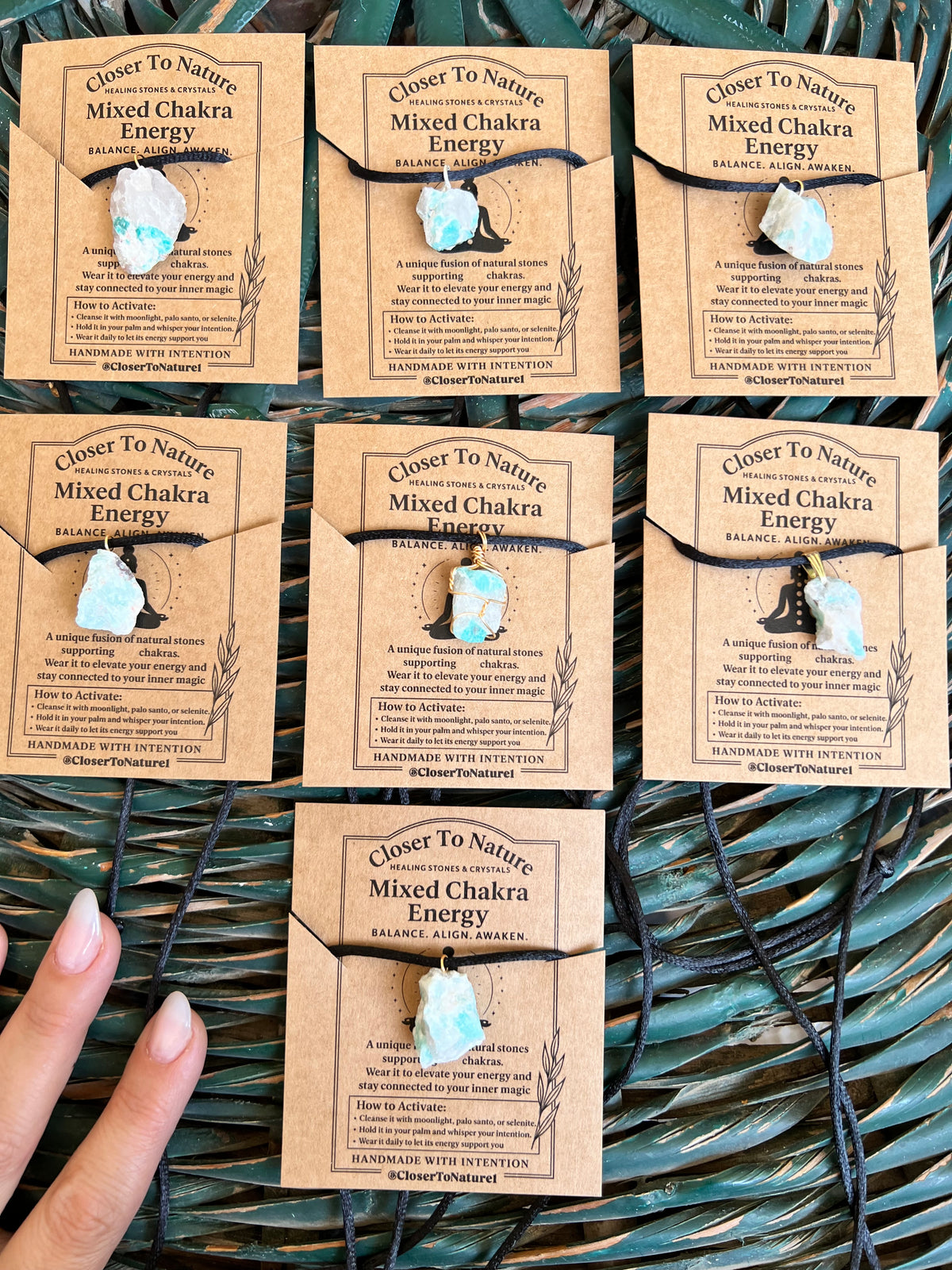 Natural Raw Amazonite Pendant Necklace – Adjustable Cord
