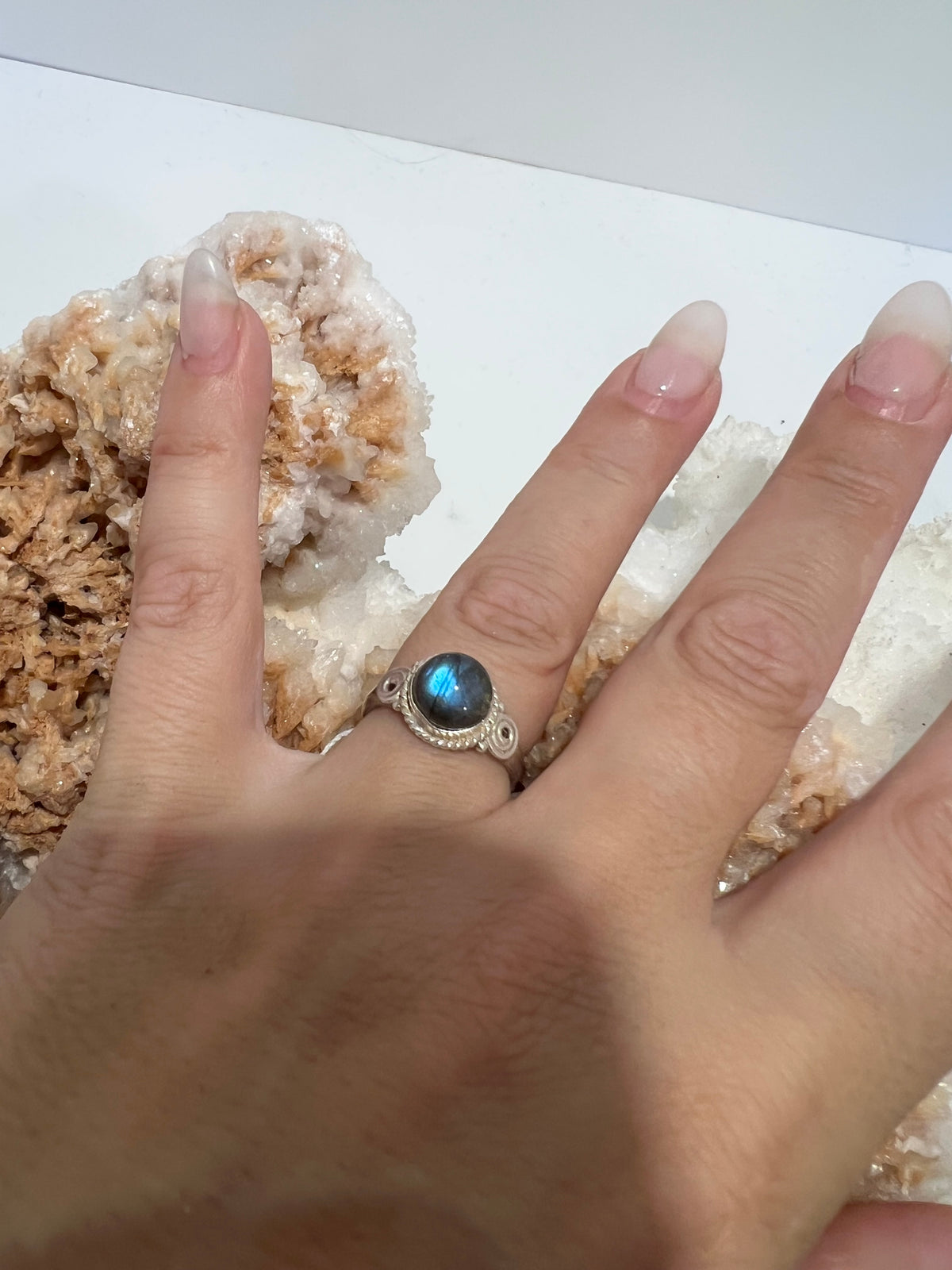Genuine Labradorite Ring in 925 Italian Sterling Silver