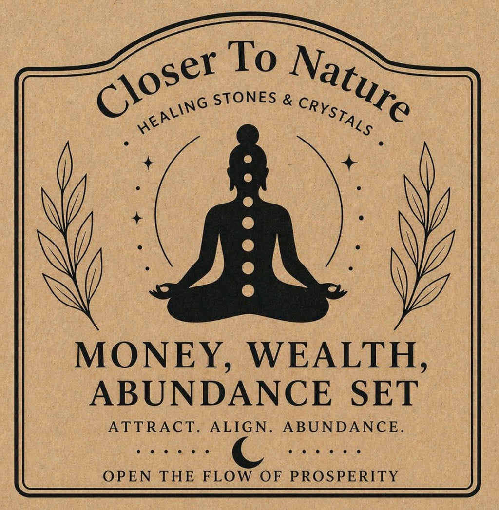 Money, Wealth & Abundance Intention Crystal Gift Set | Natural Crystal Healing Box with Bracelet & Necklace