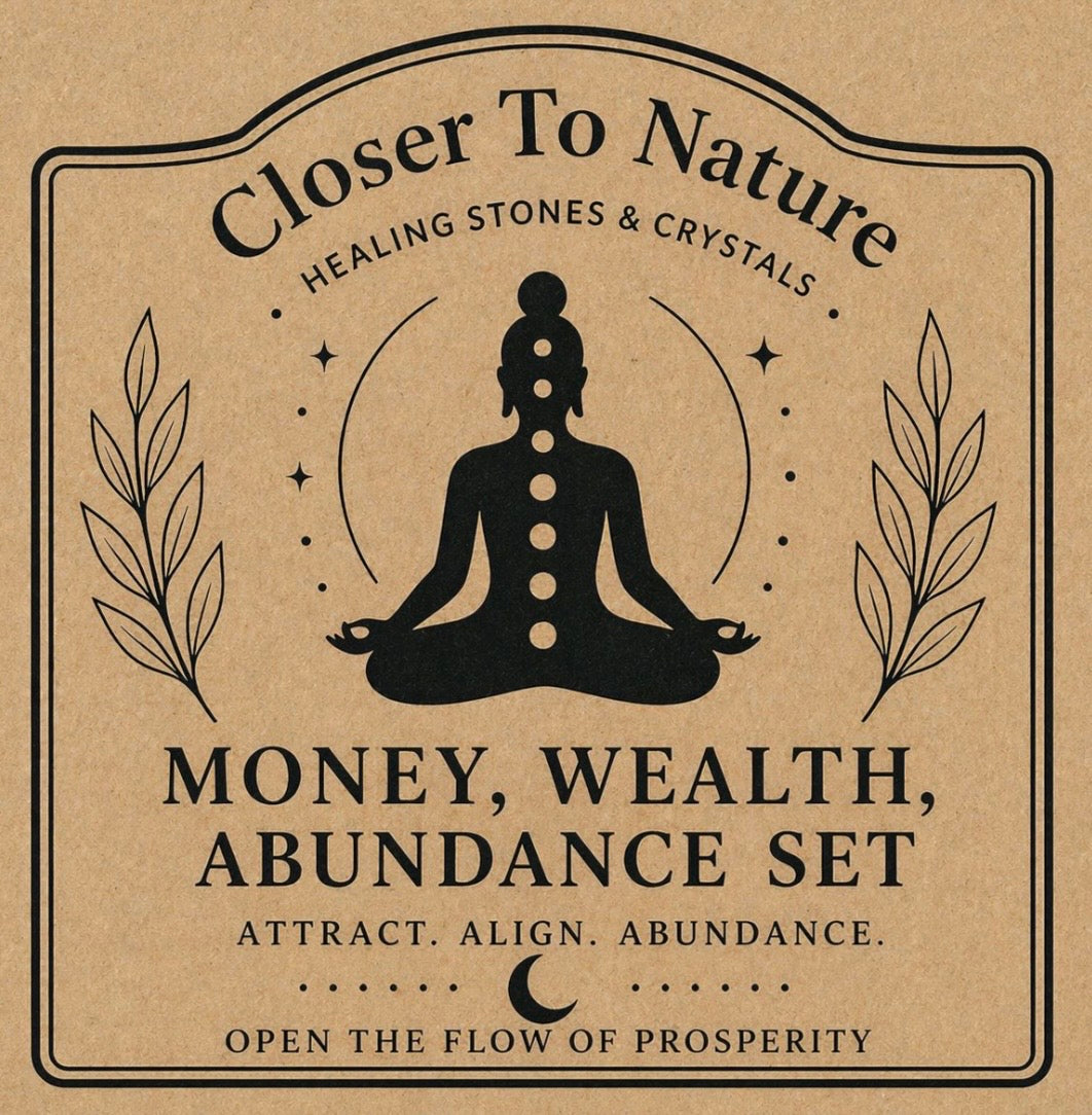 Money, Wealth & Abundance Intention Crystal Gift Set | Natural Crystal Healing Box with Bracelet & Necklace