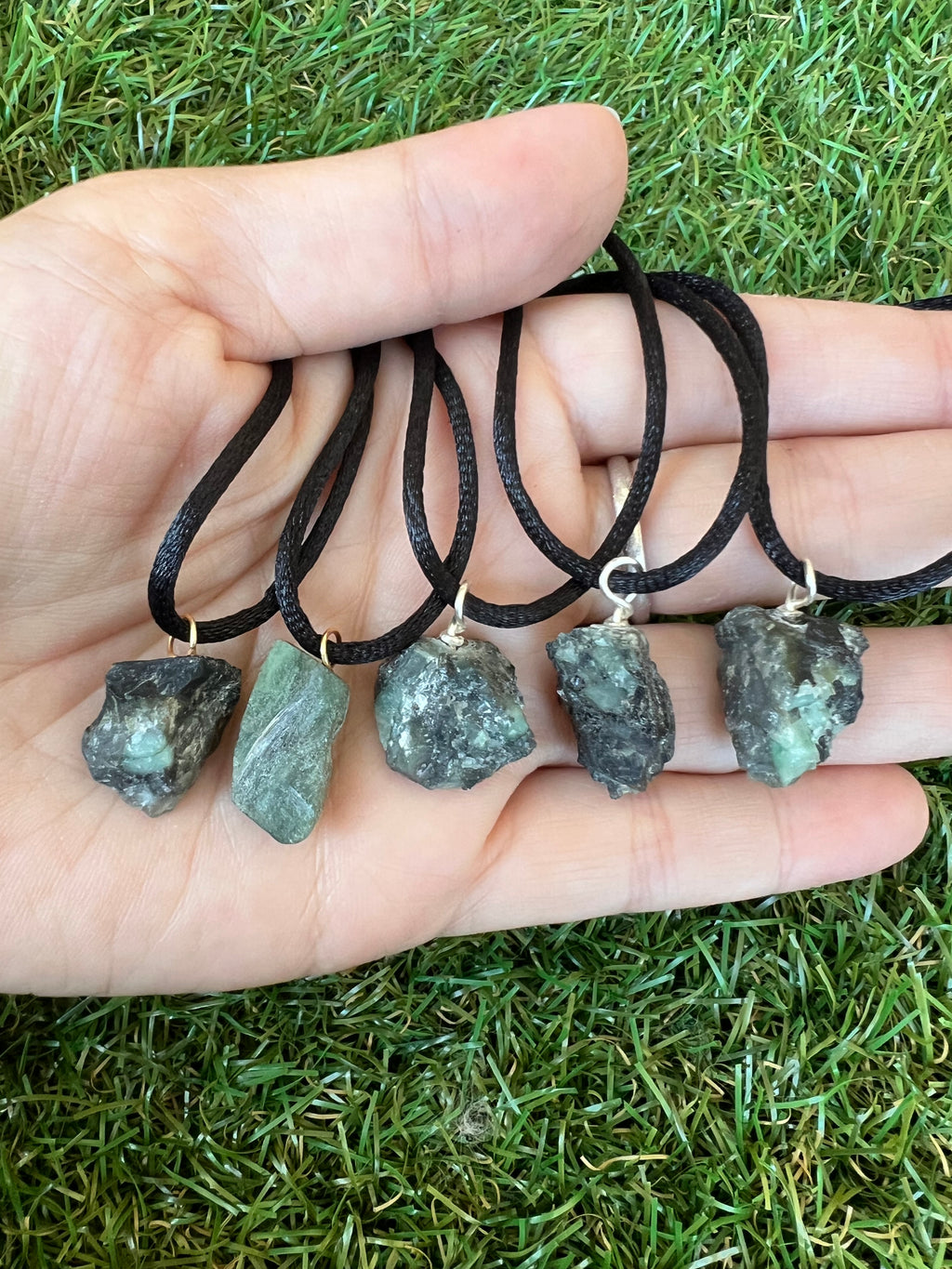 Natural Raw Emerald Necklace – Genuine Rough Emerald Crystal Pendant